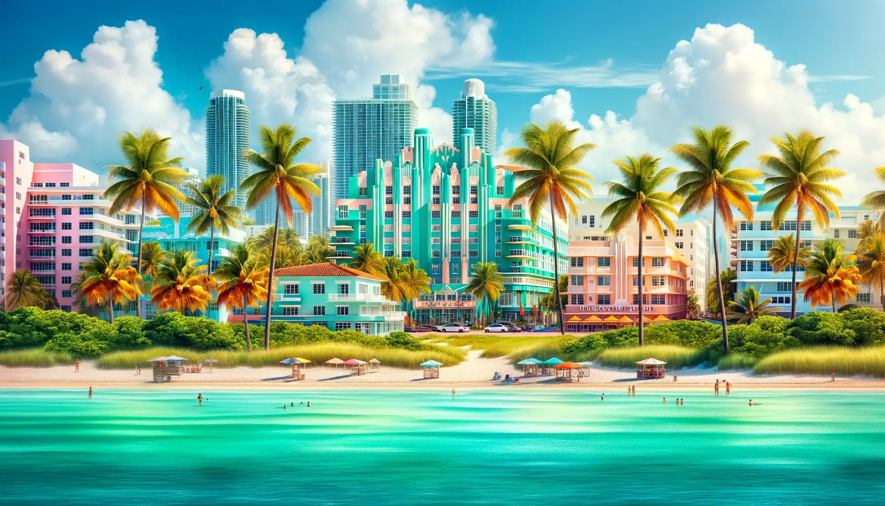 A collage showcasing Miami's stunning beaches, serene parks, and luxurious hotels, perfect for travelers and locals alike.